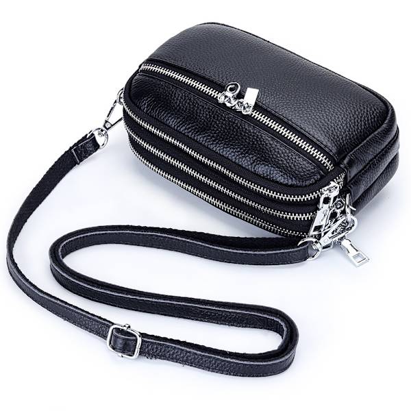 Crossbody-Väska med Tre Dragkedjor Svart