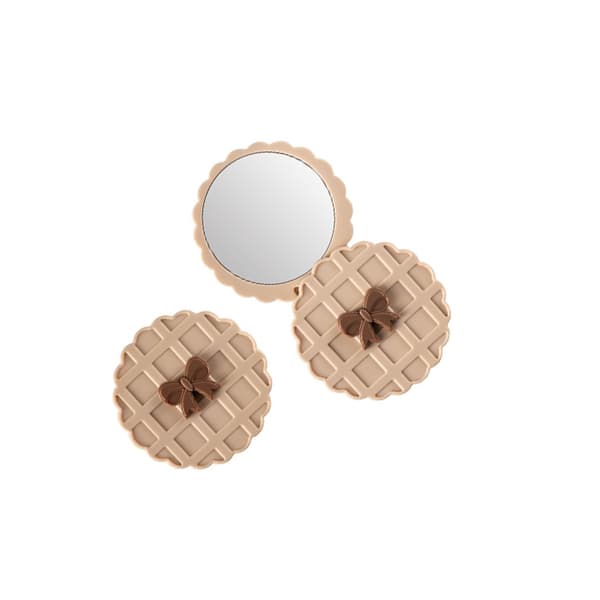 Waffle Pattern Rotating Pocket Mirror - Portabel HD Rund Sminkespegel, Kompakt Resespegel Beige Beige
