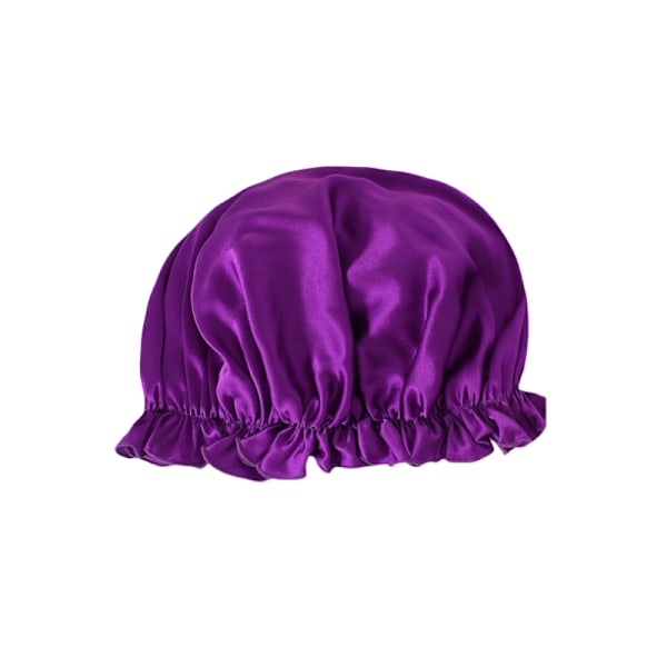 100 % Mulberry Silk Sleep Cap för kvinnor, mjuk nattsömnhatt Lila XL