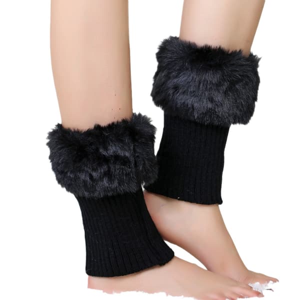 Varme, strikkede benvarmere Black Black
