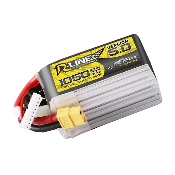 Lipo Tattu R-Line Version 5.0 1050mAh 29.6V 8S 150C batteri med XT60-kontakt