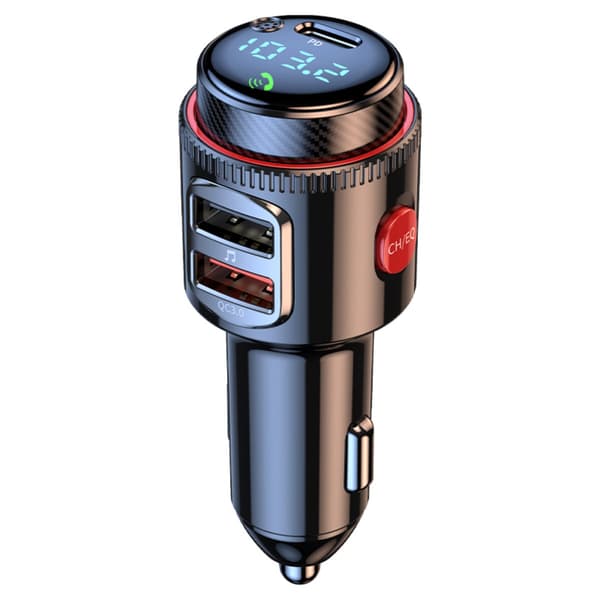Bil Bluetooth MP3-transmitter med Bluetooth 5.3, PD30W hurtigopladning, dual USB smart oplader, FM-transmitter og USB audio til 12V-24V cigarettænder