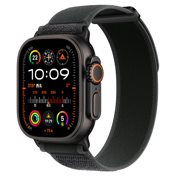 Nylon Klockarmband Kompatibla med Apple Watch - Ventilerande Sport Loop-band för iWatch Series 8/7/6/5/4/3/2/1/SE/Ultra Svart L