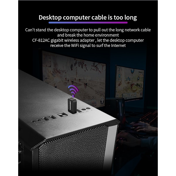 Trådløs WiFi Adapter - Sort