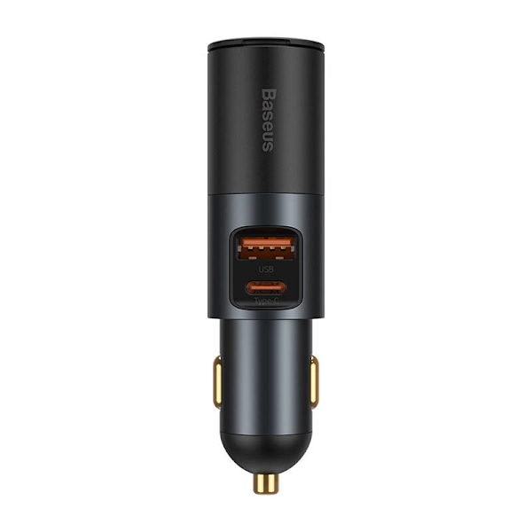 Baseus Share Together Snabbladdning billaddare med expansionsport för cigarettändare, 2x USB, 120W (grå)