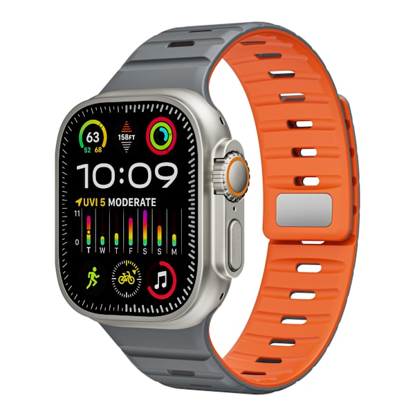 Magnetiskt silikonarmband för Apple Watch - Svart/Orange (38/40/41mm) Mörkgrå