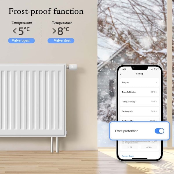 Tuya ZigBee Smart Termostatisk Radiatorventil - APP-kontroll, Programmerbar Värme, Energibesparing