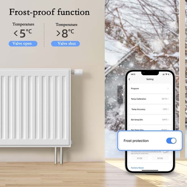 Tuya ZigBee Smart Termostatisk Radiatorventil - APP-styring, Programmerbar Varme