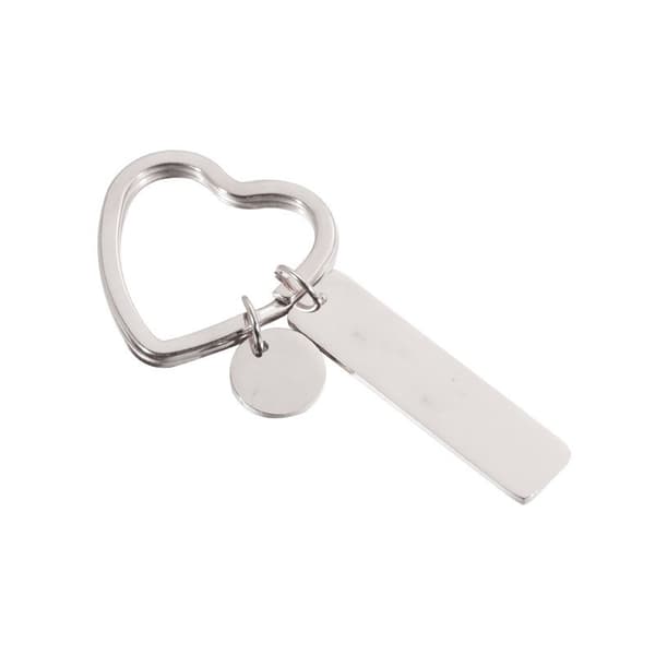 2-pack hjärtformad DIY-nyckelring i rostfritt stål Silver Silver