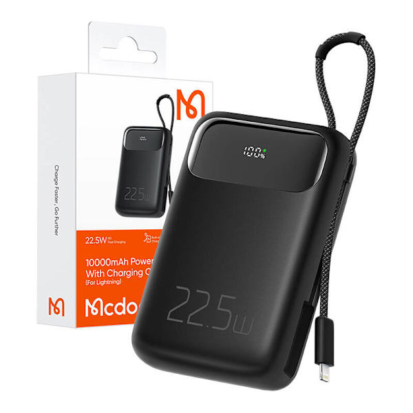 Power Bank Mcdodo MC-3253 10000mAh, 22,5W, för ljus (svart)