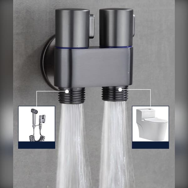 Multifunctional Toilet Bidet Sprayer Set with Dual-Mode Handheld Nozzle 2m Flexible Hose Dual-Control Valve and Wall Bracket Silver Silver