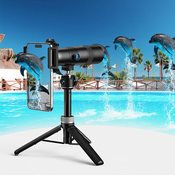 30x High Definition Monokulært Teleskop - Sort