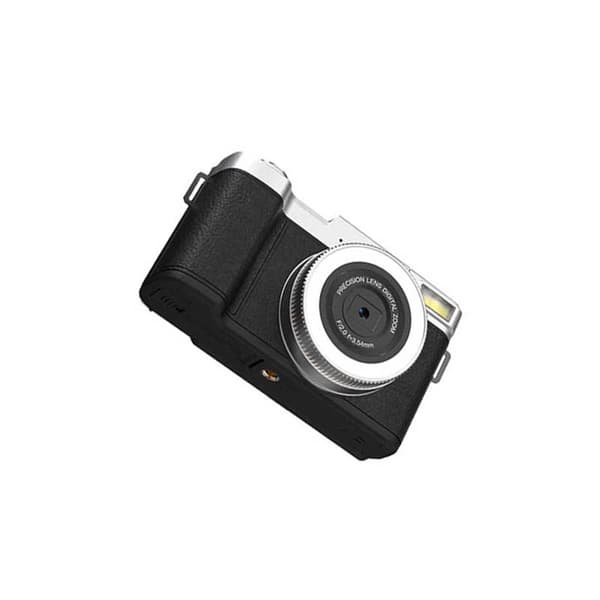Sort 4K Digitalkamera med Flip-skærm, CCD-sensor og Elektronisk Billedstabilisering, Perfekt til Vlogging