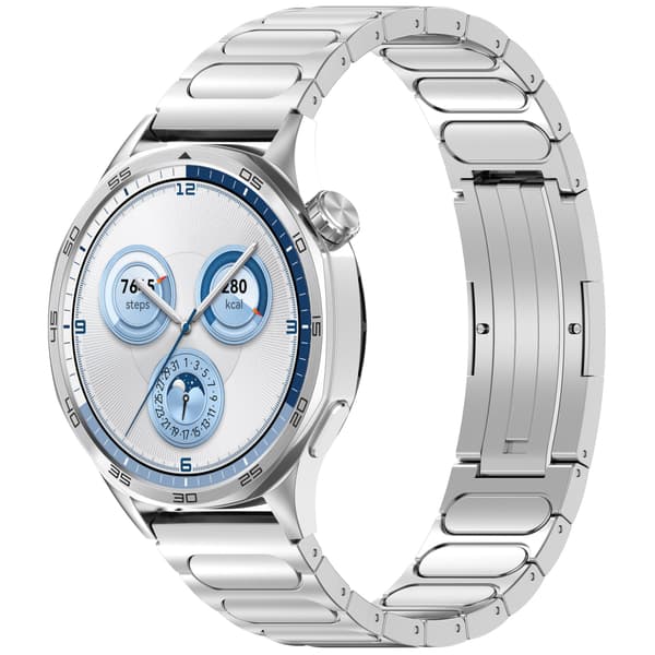 Titanium klockarmband för 22 mm Smartwatch Silver Folding Clasp Silver