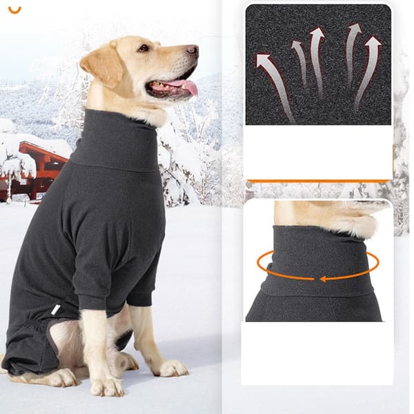 Varm firebenet kæledyr turtleneck sweater til mellemstore til store hunde - vintertøj L L