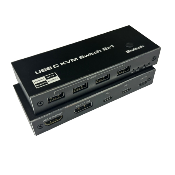2 x 1 USB C KVM-switch 8K@60Hz 4K@120Hz, 2 Port Type C KVM-switc