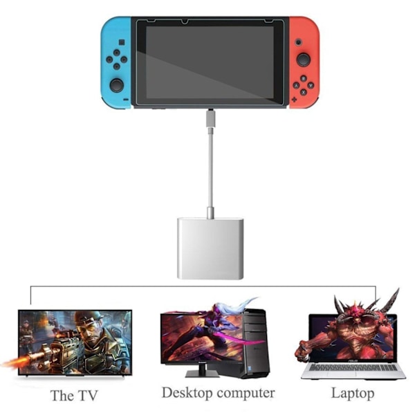 INF USB-C-moniporttinen sovitin USB- (PD), USB-C-, 4K HDMI -yhteensopiva