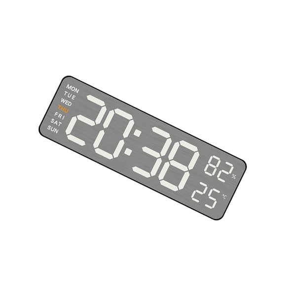 LED digital väckarklocka med termometer, månfas, kalender och nedräkning för sovrum och kontor – kompakt ABS-design Black Black