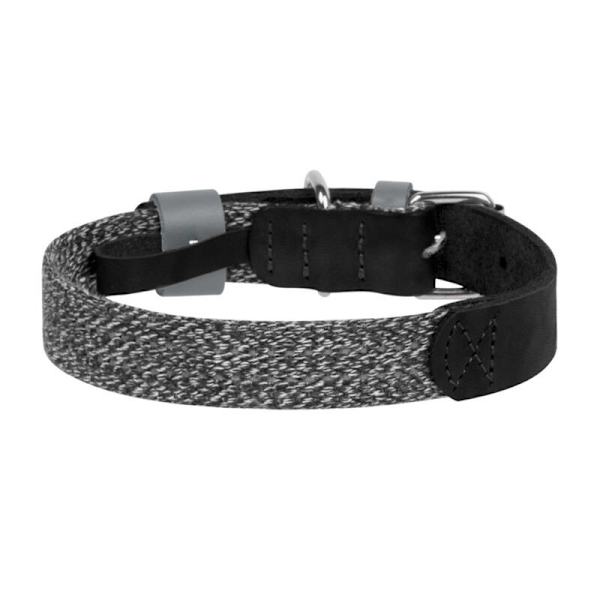 Hundhalsband av naturläder och återvunnet material med QR-kod Waudog storlek L, bredd 25 mm, svart