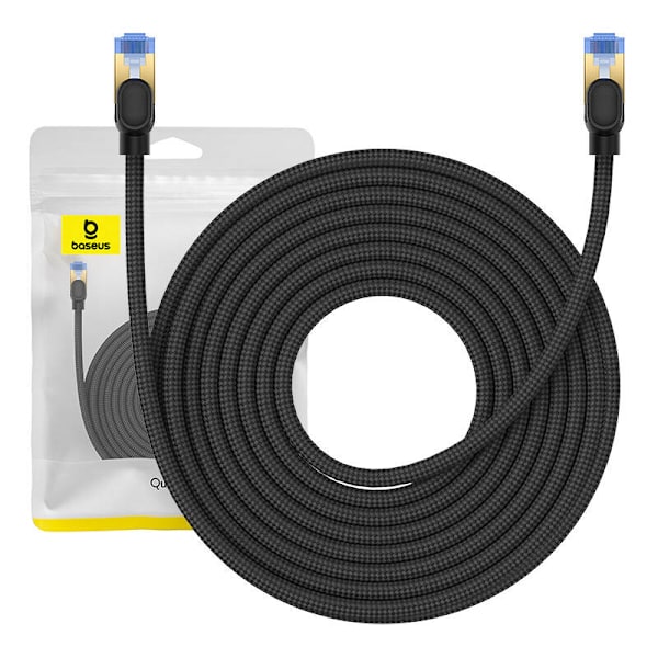 Flettet netværkskabel kat. 7 Baseus Ethernet RJ45, 10 Gbps, 10 m (sort)