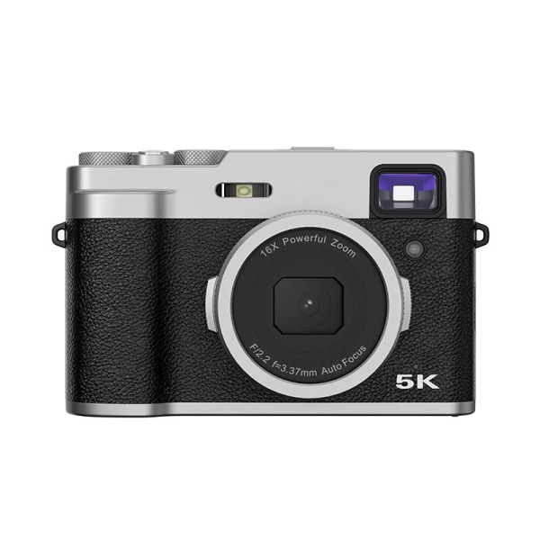 5K digitalkamera med front- og bagkamera, søger, autofokus, anti Sort