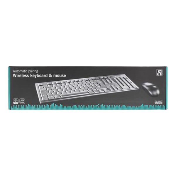 Wireless combo kit, keyboard and mouse, 10m range, US layout