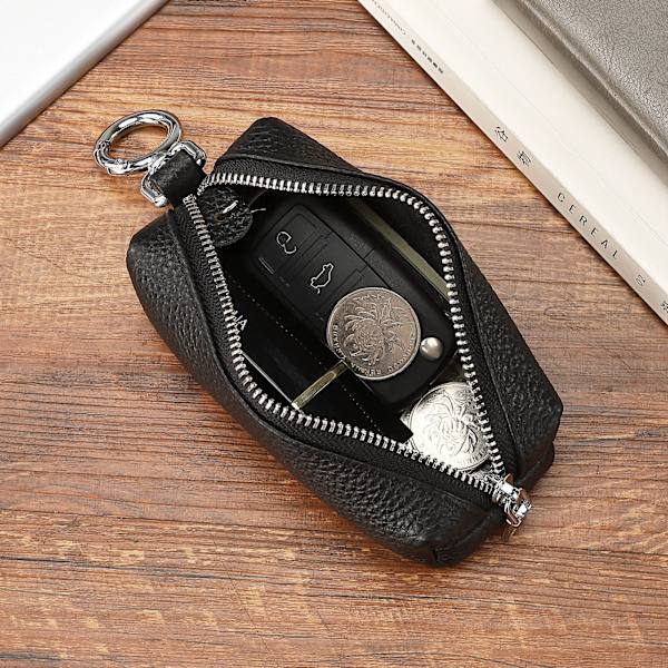 Läder midja nyckelhållare - Business Key Organizer med stor kapacitet Svart