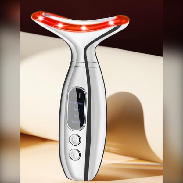 Vibrerande Värmeterapi Nackmassage - Ansikts- och Nackanvändning, Konstant Temperatur, LED-Ljus White White