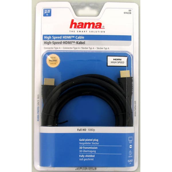 Kabel HDMI A-A Guld Svart 2.0m