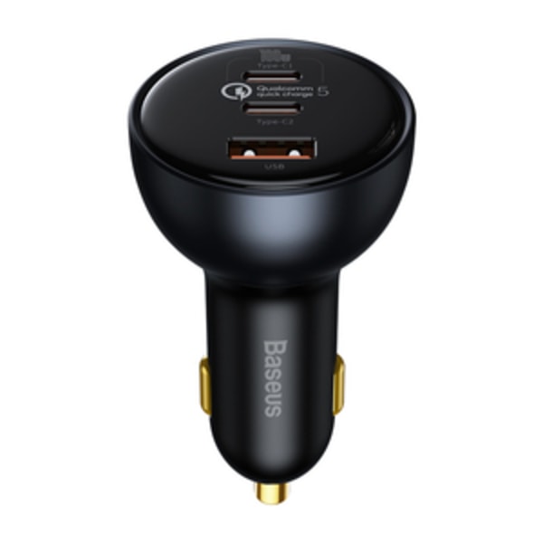 Billaddare Baseus Qualcomm, USB, 2x USB-C, 160W (grå) Svart