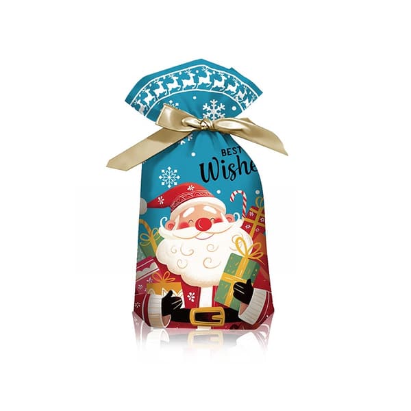 Julgodisväskor med Ren Santa Design, 12x17cm, 50-pack, Presentpåsar med Dragsko