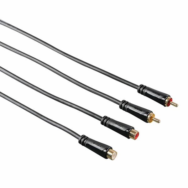 HAMA Kabel Audio 2xRCA-2xRCA Förlängning Guld Svart 3m