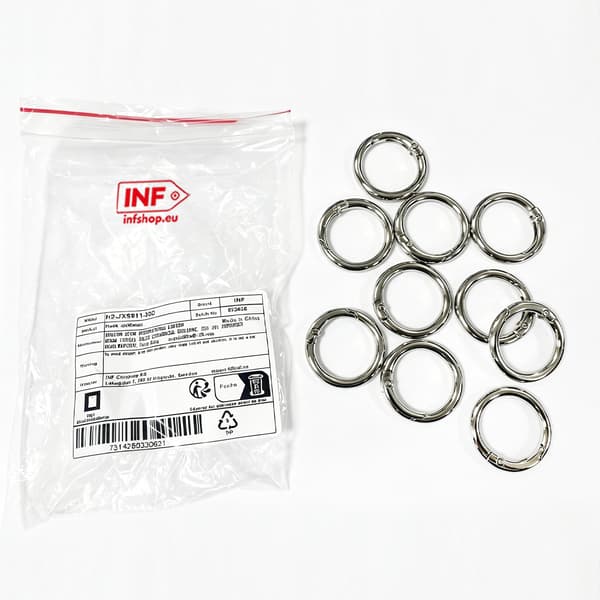 Runda nyckelringar med karbinlås 10-pack Silver Silver