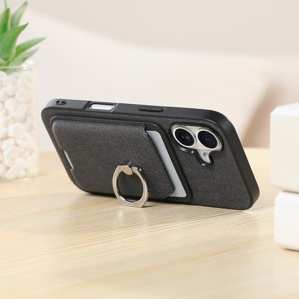 Kortholder Ring Stand Cover til Samsung S23 PLUS - Sort