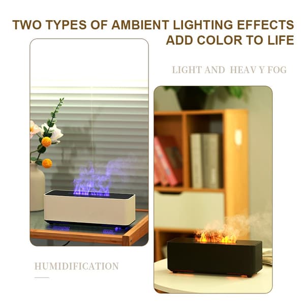 Flame Aroma Diffuser Luftfuktare: Simulerad Vulkan med Kompatibilitet för Eteriska Oljor för Avkoppling och Aromaterapi White White