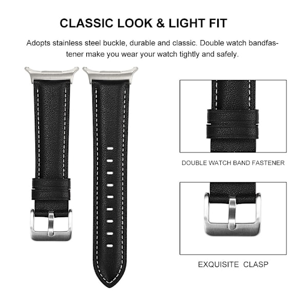Armband i äkta läder för Samsung Watch 7 Ultra (47 mm) - Svart