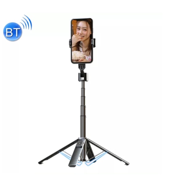 INF Mobilstativ selfie stick med trådløs Bluetooth fjernbetjenin Sort