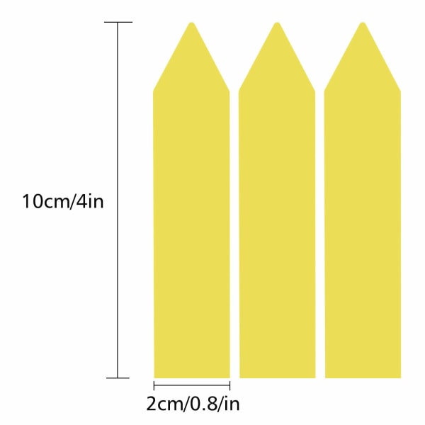 Tåliga växtetiketter / plantskyltar 100-pack För Enkel och Organiserad Växtidentifiering" Gul 10x2 cm