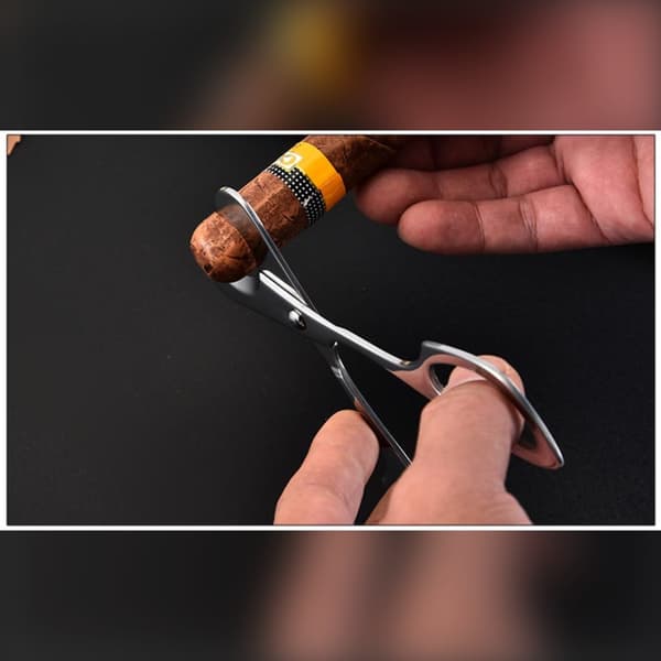 Cigar saks i rustfrit stål - Håndholdt cutter med poleret finish til runde snit