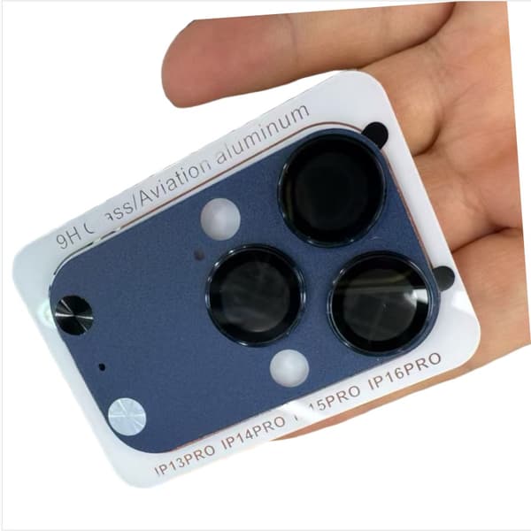 Matt härdat glas linsskydd kompatibelt med iPhone 14 Pro/15 Pro/16 Pro - Djupblå