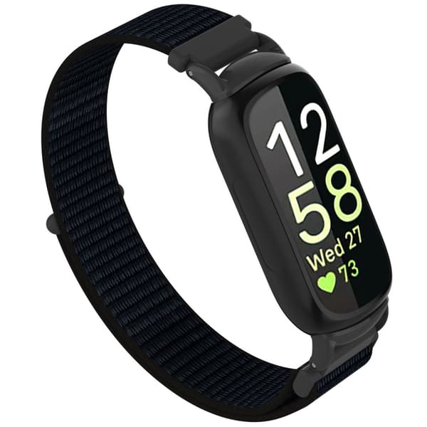 Nylon Loop Hook and Loop Rem Kompatibel med Fitbit Inspire 3 - Fås i Flere Farver Black Black