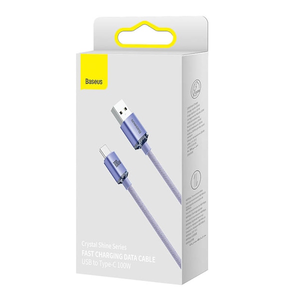 Baseus Crystal Shine-kabel USB till USB-C, 100W, 2m (lila)