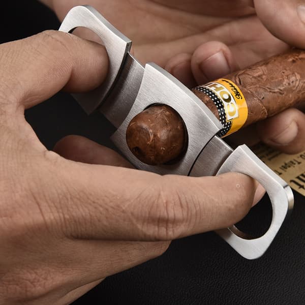Dobbelbladet Cigar Klipper i Rustfrit Stål - Glat Klipning & Ergonomisk Greb