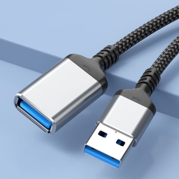 USB 3.0 A Han til A Hun Forlængerkabel - Gråt Nylonflettet Datakabel for Hurtig Dataoverførsel og Forlænget Rækkevidde (1/2 Meter) 1 m 1 m