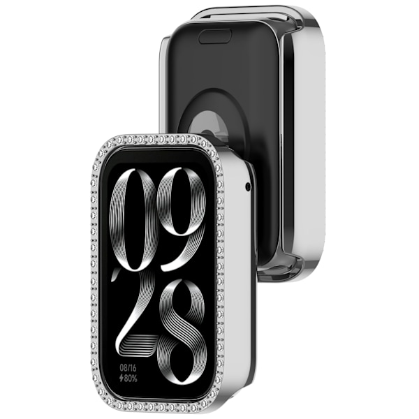 Xiaomi Mi Band 9 Pro-fodral med diamanter, PC-skydd Silver