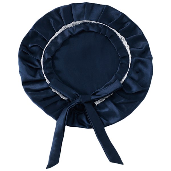 Justerbar Silk Sleep Cap med spetskant Blå