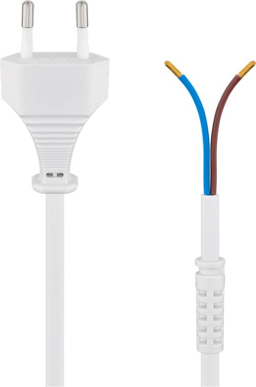Kabel med euro-kontakt för montering, 1,5 m, vit