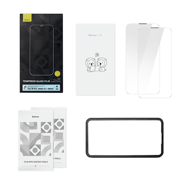 Baseus Crystal Tempered Glass Pölynkestävä 0,3 mm iPhone 14 Pro Maxille (2 kpl)