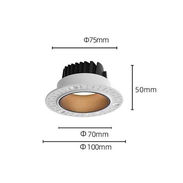 2-pack LED infälld downlight - Vit & Svart Kopp, 7W, 4000K, 75mm Utskärning