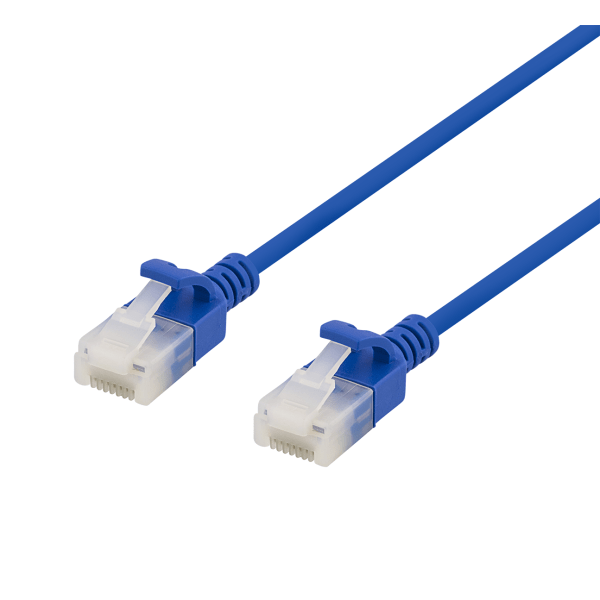 U/UTP Cat6a patch cable, slim, 3.5mm diameter, 1m, blue